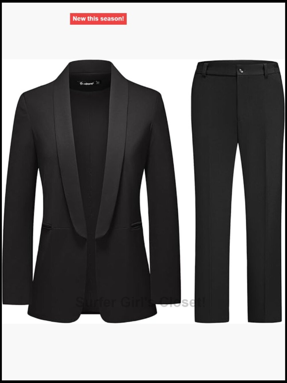 2 Piece Pantsuit Set Longline Shawl Collar Blazer No Closure Business Work Suit
